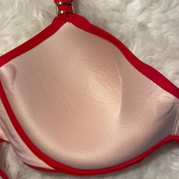 Victorias Secret Bikini Top 36C bombshell halter fuchsia pink push up un… - Picture 6 of 7